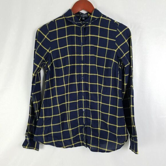 The Limited Tops - The Limited Shirt Womens Small Blue Yellow Top‎ Plaid Long Sleeve Button Down